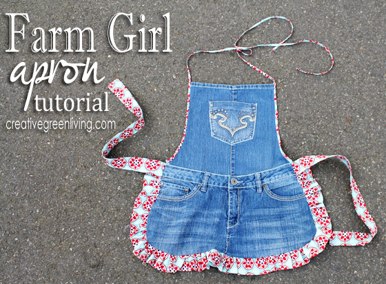 farm girl apron from recycled jeans